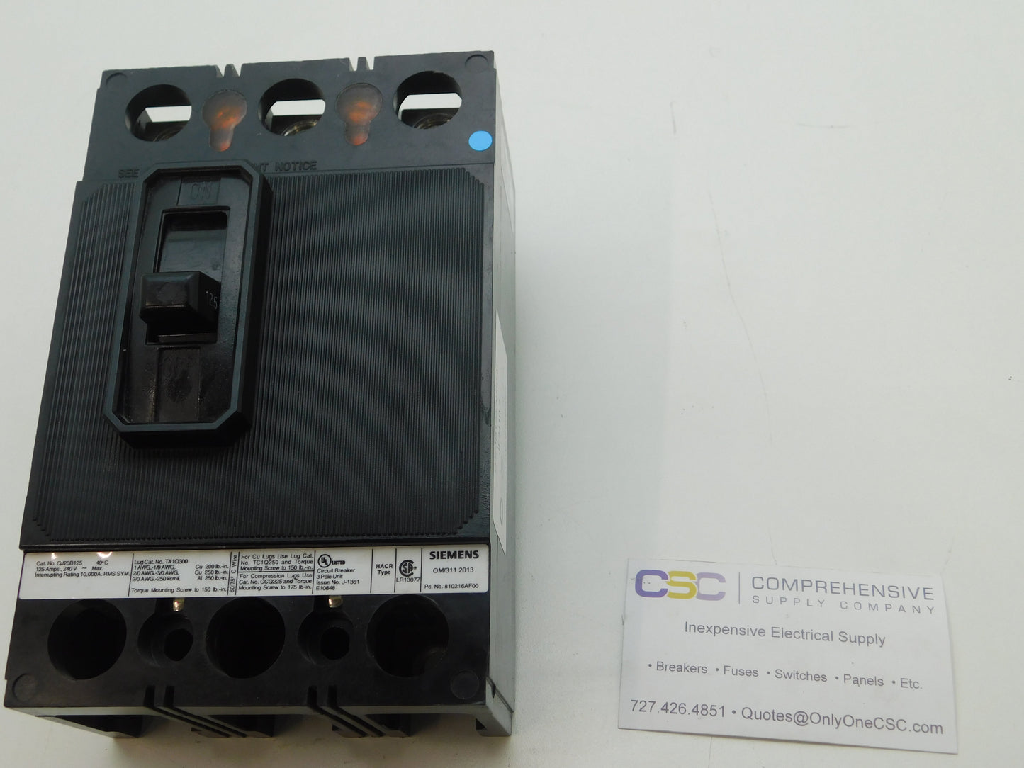 QJ23B125 - Siemens 125A Amp 3P Pole 10kA@240V Bolt On Circuit Breaker