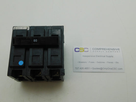 BAB3080H - Eaton 80A Amp 3P Pole 10kA@240V Bolt On Circuit Breaker