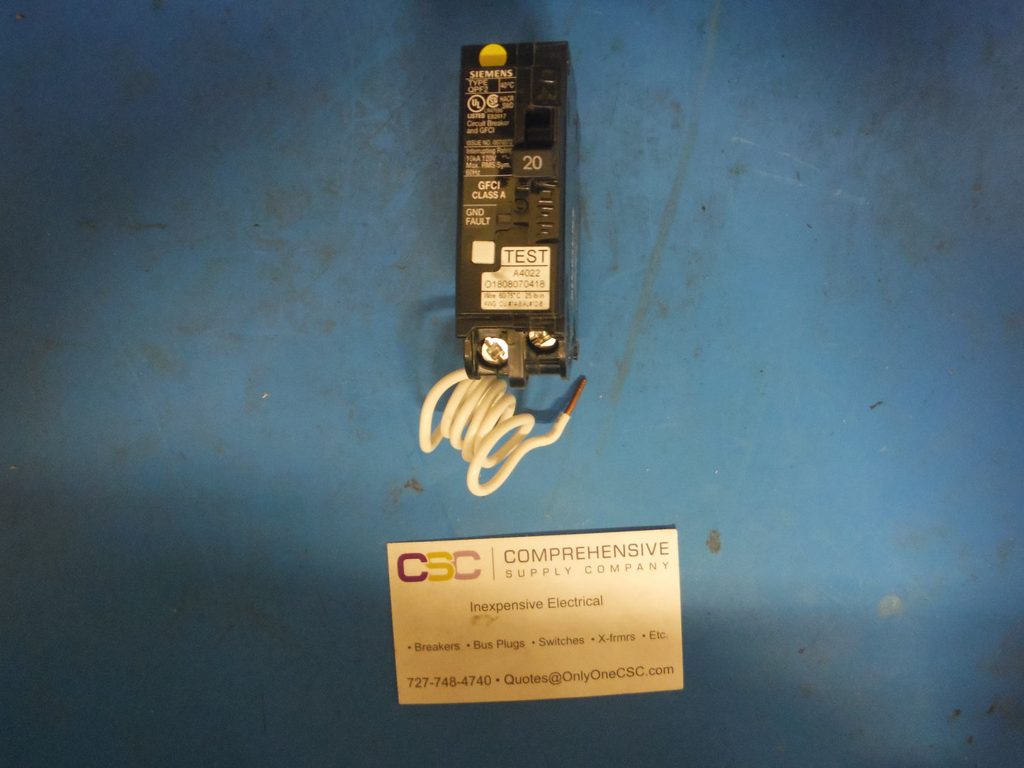 QF120A - Siemens 20A Amp 1P Pole 10kA@120V Plug On Ground Fault GFCI Circuit Breaker