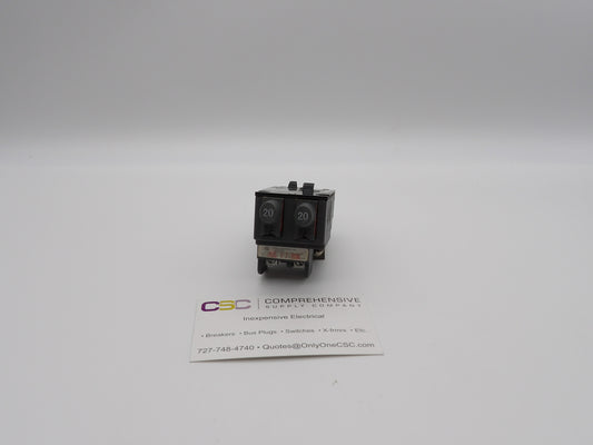 UBIP-2020 - Connecticut Electric 20/20A Amp 2X1P Pole 10kA@120/240V Bolt On Duplex Pushmatic Replacement Circuit Breaker