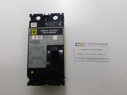 FAL24030 - Square D 30A Amp 2P Pole 18kA@480V Bolt On Circuit Breaker W/Gray Label