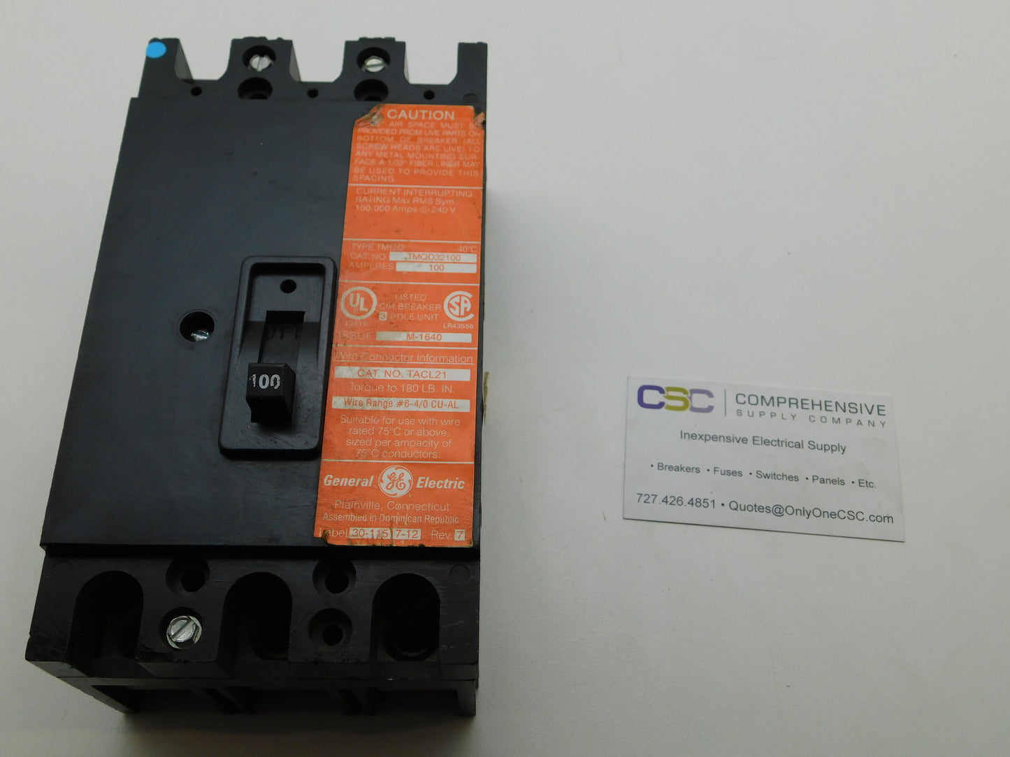 TMQD32100 - GE 100A Amp 3P Pole 100kA@240 Bolt On Circuit Breaker