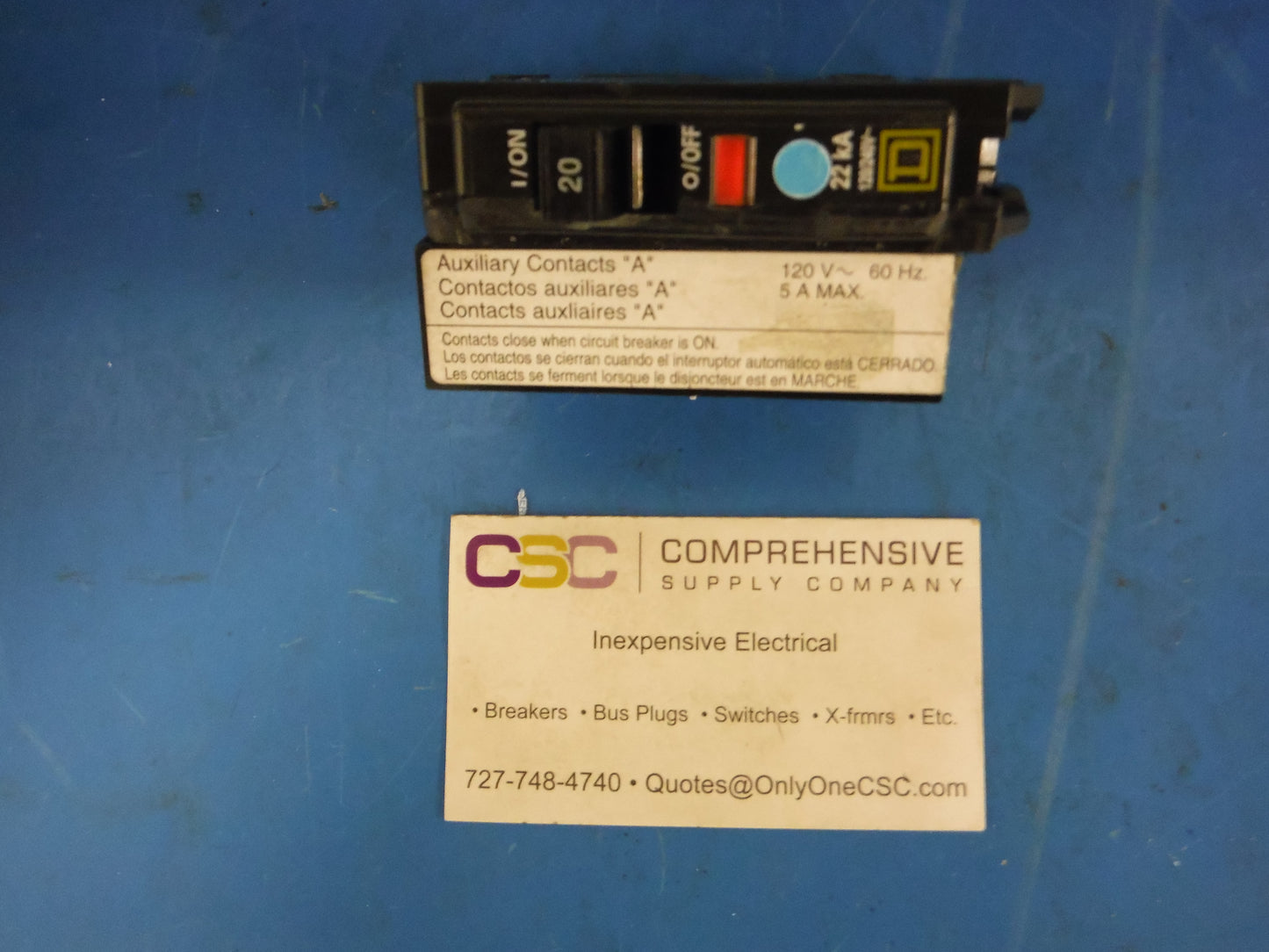 QOB120VH1200 - Square D 20A Amp 1P Pole 22kA@120/240V Bolt On Circuit Breaker W/1A Aux Switch