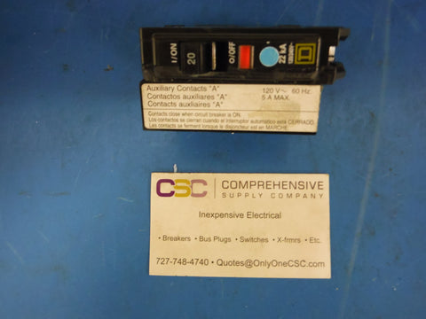 QOB120VH1200 - Square D 20A Amp 1P Pole 22kA@120/240V Bolt On Circuit Breaker W/1A Aux Switch