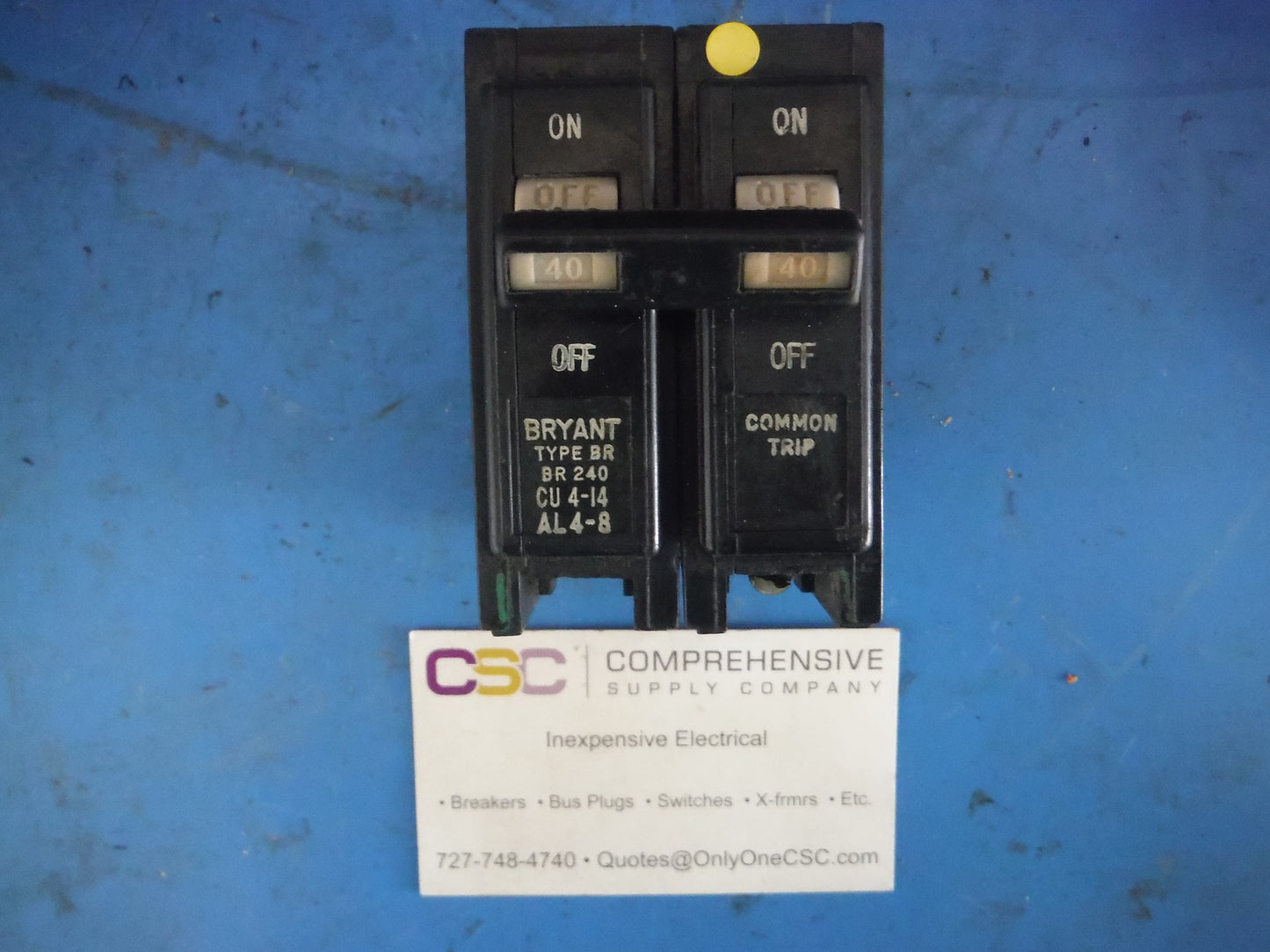 BR240 - Bryant 40A Amp 2P Pole 10kA@120/240V Plug On Circuit Breaker W/Gray Handle