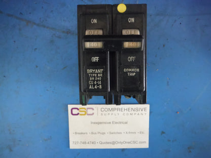 BR240 - Bryant 40A Amp 2P Pole 10kA@120/240V Plug On Circuit Breaker W/Gray Handle