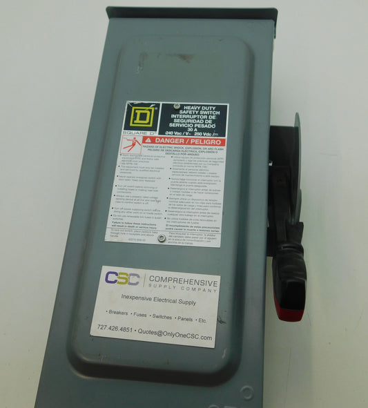 H321NRB - Square D 30A Amp 3P Pole 240V Nema 3R Fusible Heavyduty Safety Switch W/Neutral