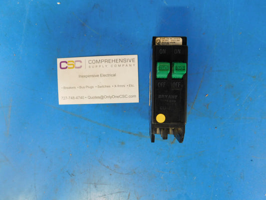BR3030 - Bryant 30/30A Amp 2X1P Pole 10kA@120/240V Plug On Duplex Circuit Breaker W/Green Handle