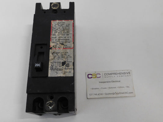 CHH2200H2 - Eaton 200A Amp 2P Pole 25kA@240V Bolt On Circuit Breaker W/Red Label