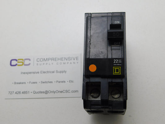 QOB250VH - Square D 50A Amp 2P Pole 22kA@120/240V Bolt On Circuit Breaker