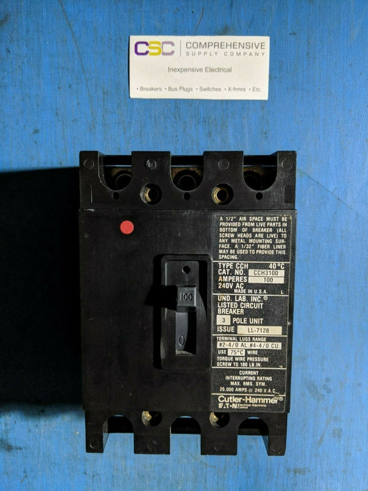 CCH3100 - Cutler Hammer 100A Amp 3P Pole 25kA@240V Bolt On Circuit Breaker