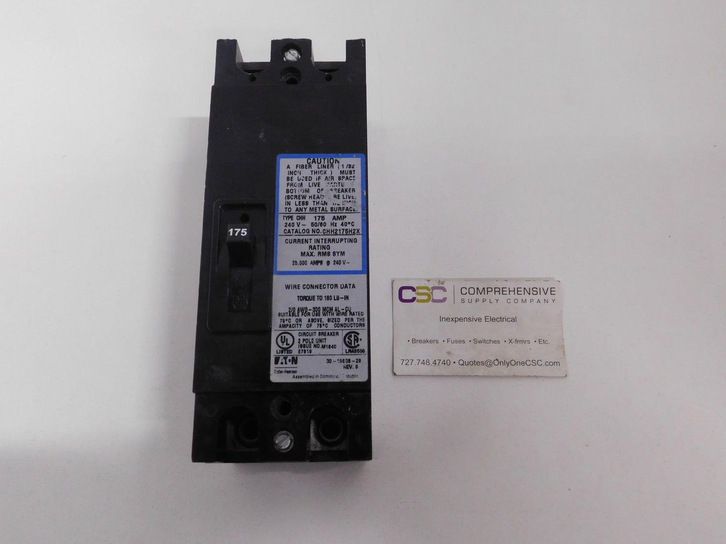 CHH2175H2X - Eaton 175A Amp 2P Pole 25kA@240V Bolt On Circuit Breaker W/Blue Label