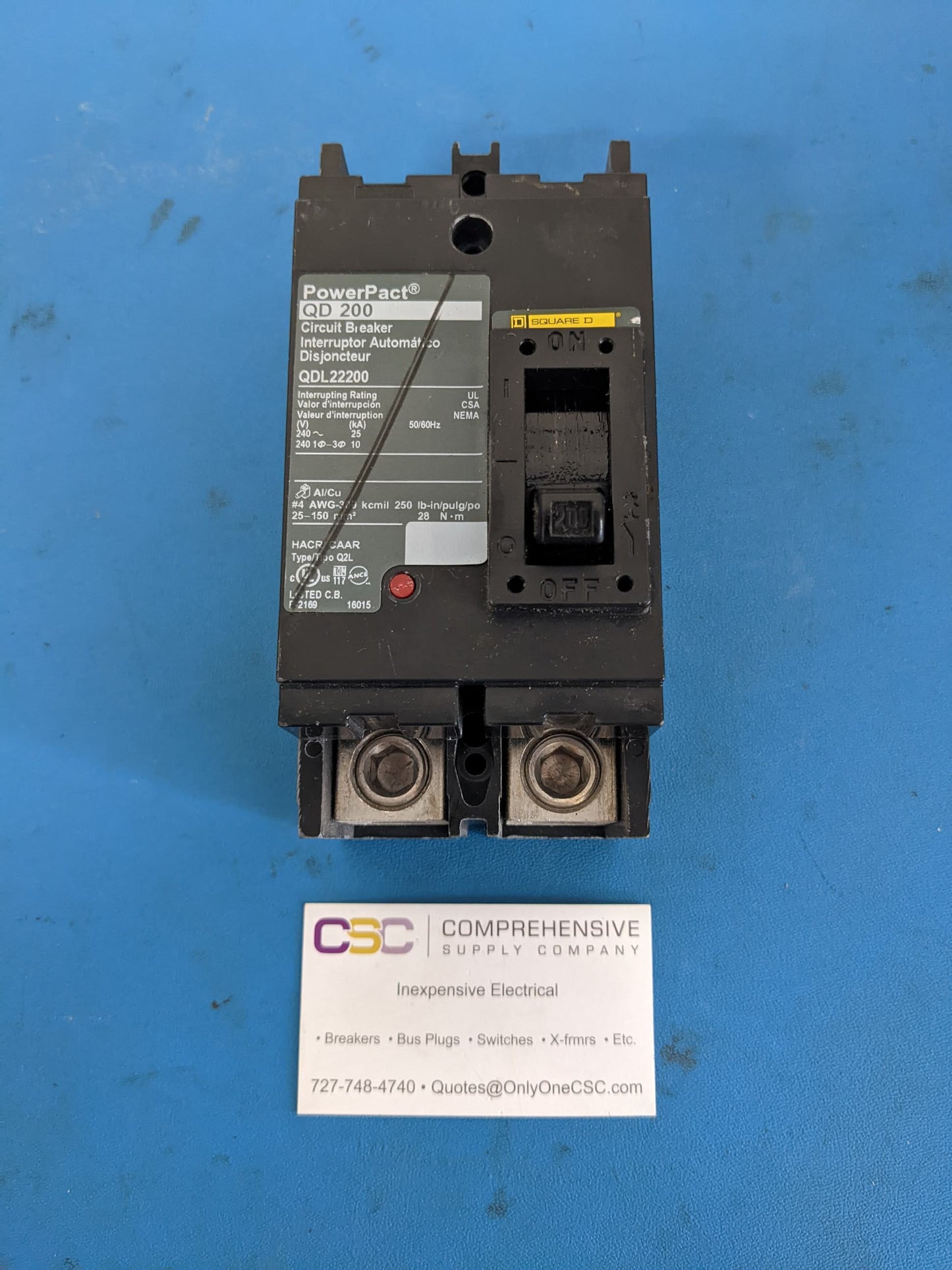QDL22200 - Square D 200A Amp 2P Pole 25kA@240V Feed Through Powerpact Circuit Breaker