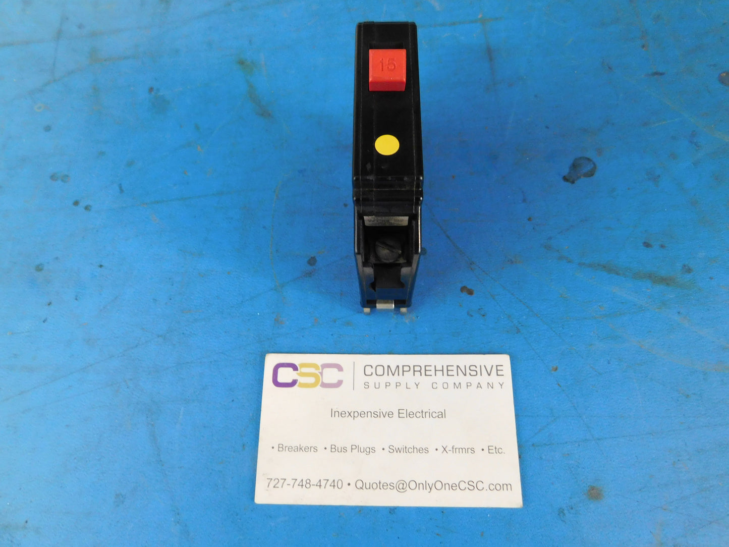 CH115 - Cutler Hammer 15A Amp 1P Pole 10kA@120/240V Plug On Circuit Breaker W/Red Handle, Metal Foot & Half Notch