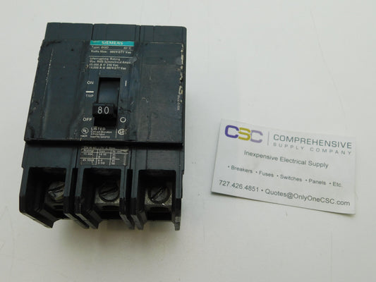 BQD380 - Siemens 80A Amp 3P Pole 14kA@480Y/277V Bolt On Black Circuit Breaker