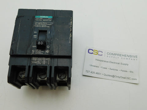 BQD380 - Siemens 80A Amp 3P Pole 14kA@480Y/277V Bolt On Black Circuit Breaker
