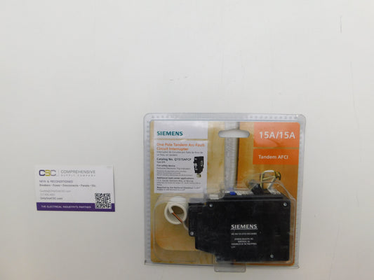 Q1515AFC - Siemens 15/15A Amp 2X1P Pole 10kA@120V Plug On Arc Fault AFCI Duplex Circuit Breaker