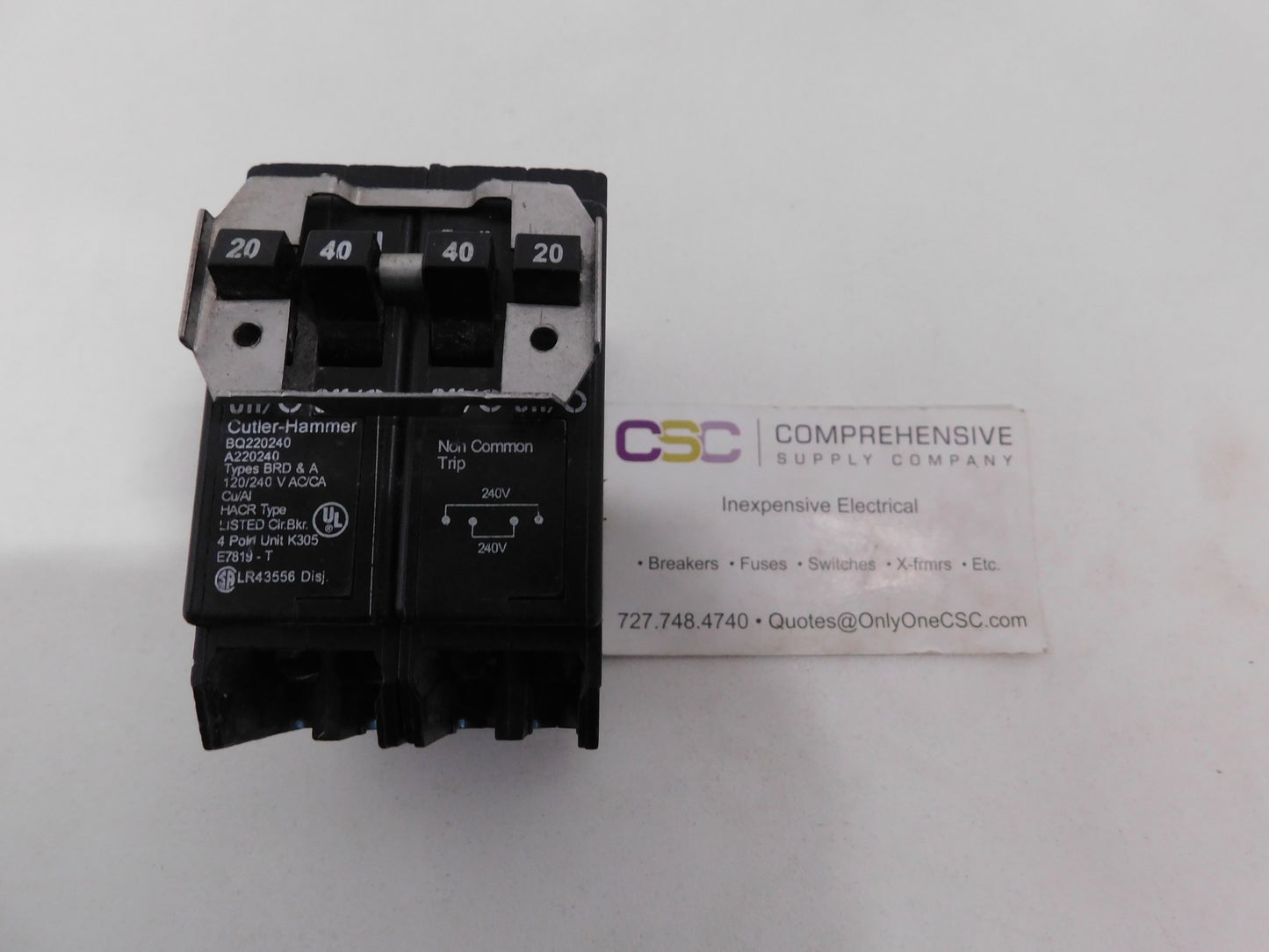 BQ220240 - Cutler Hammer 20/40/40/20A Amp 4P (2P/2P) Pole 10kA@120/240V Plug On Quadplex Circuit Breaker
