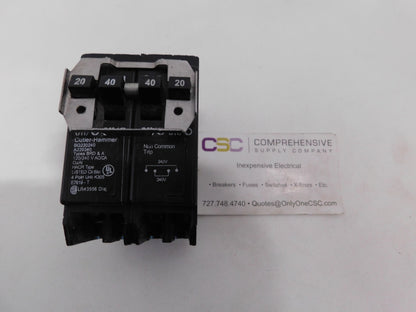 BQ220240 - Cutler Hammer 20/40/40/20A Amp 4P (2P/2P) Pole 10kA@120/240V Plug On Quadplex Circuit Breaker