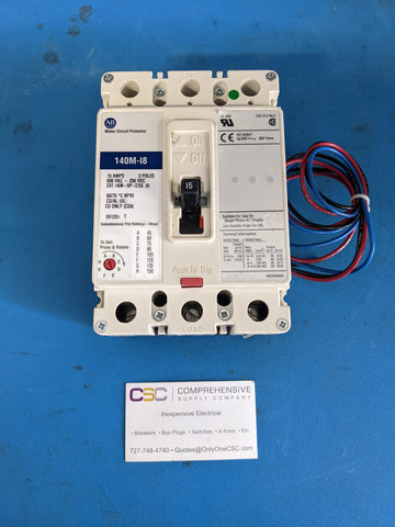 140M-I8P-C15S-XC - Allen Bradley 15A Amp 3P Pole 600V Bolt On Circuit Breaker