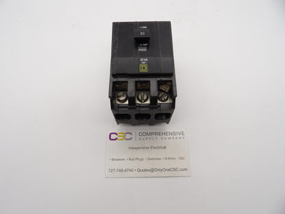QOB380VH - Square D 80A Amp 3P Pole 22kA@240V Bolt On Circuit Breaker