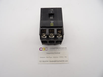 QOB380VH - Square D 80A Amp 3P Pole 22kA@240V Bolt On Circuit Breaker