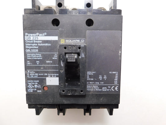 QBL32225 - Square D 225A Amp 3P Pole 10kA@240V Feed Through Powerpact Circuit Breaker