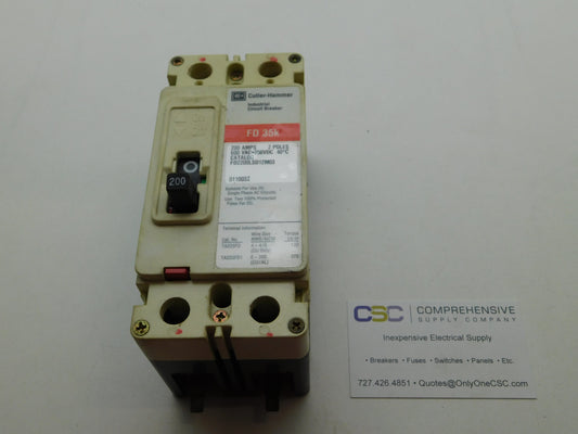 FD2200LSD12M03 - Cutler Hammer 200A Amp 2P Pole 600V 35kA@480V Feed Through Circuit Breaker W/Red Label
