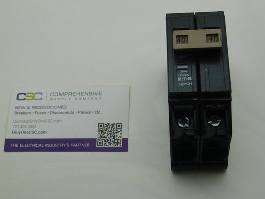 CHF240 - Cutler Hammer 40A Amp 2P Pole 10kA@120/240V Plug On Circuit Breaker