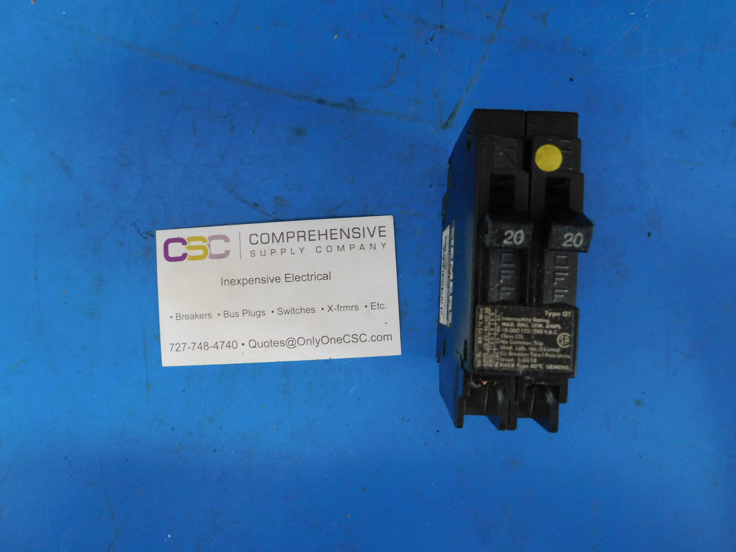 Q2020 - Siemens 20/20A Amp 2X1P Pole 10kA@120/240V Plug On Duplex Circuit Breaker