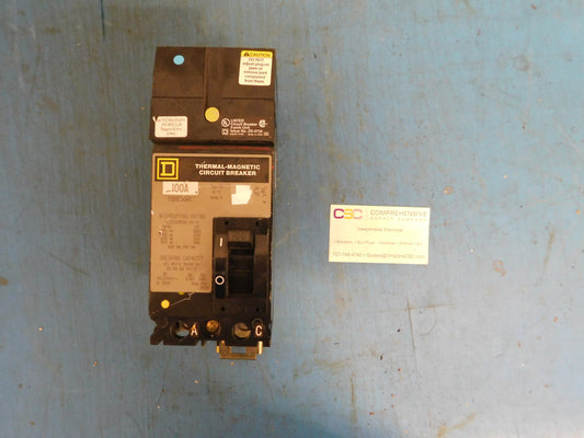 FH26100AC - Square D 100A Amp 2P Pole 600V 25kA@480V I-Line Plug On Circuit Breaker W/Gray Label