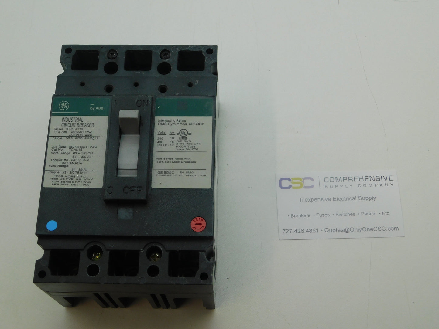 TED134110 - GE 110A Amp 3P Pole 18kA@480V Bolt On Circuit Breaker