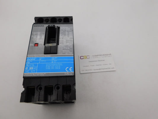 ED63B060 - Siemens 60A Amp 3P Pole 600V 25kA@480V Feed Through Circuit Breaker W/Gray Label