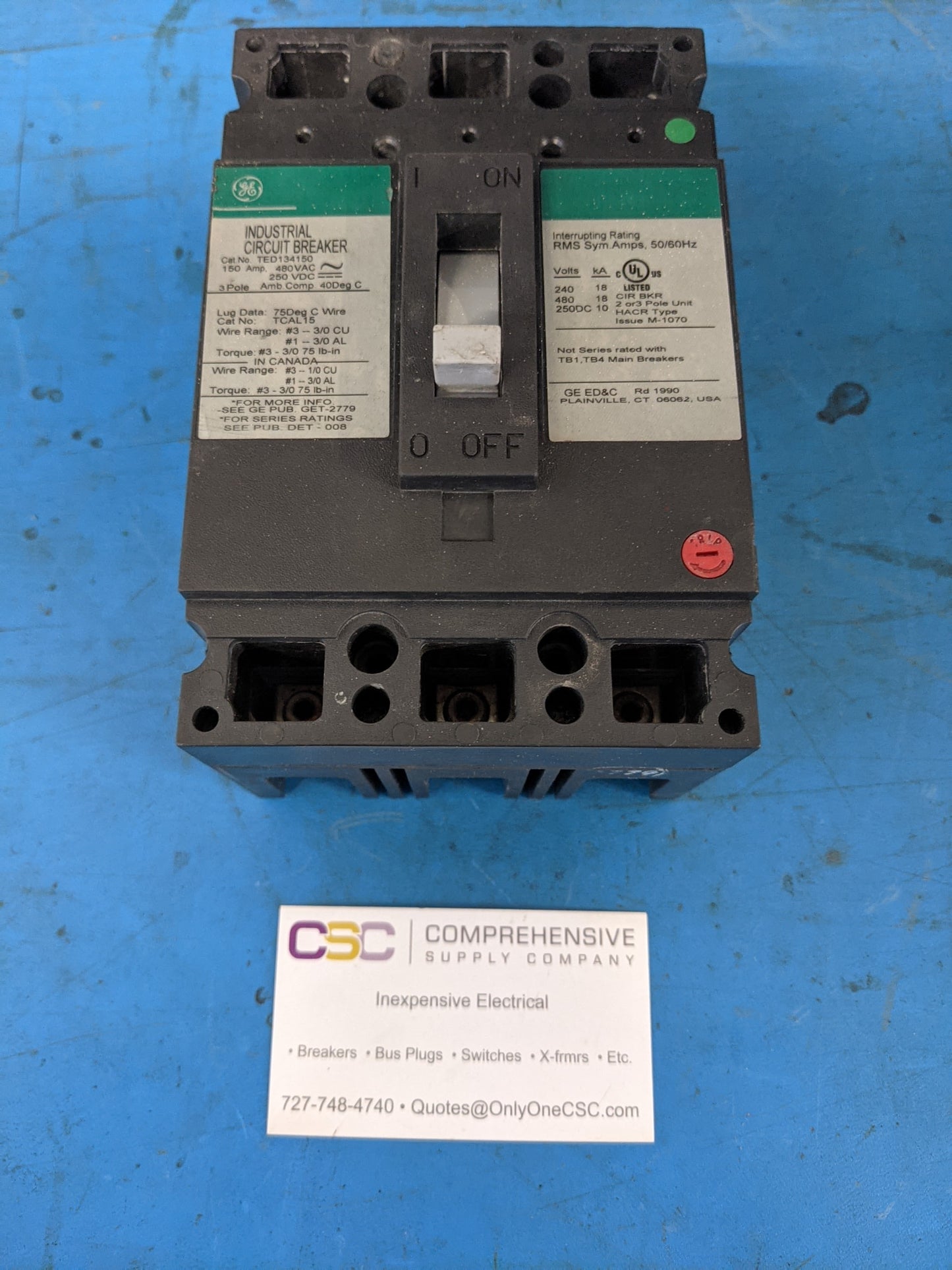 TED134150 - GE 150A Amp 3P Pole 18kA@480V Bolt On Circuit Breaker