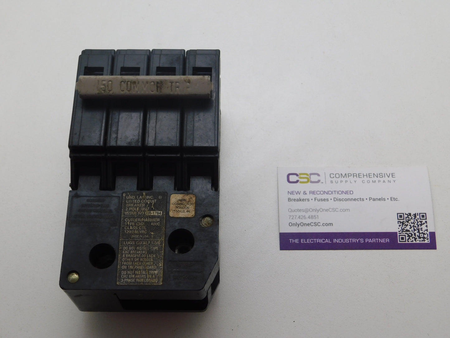 CH2150 - Cutler Hammer 150A Amp 2P Pole 10kA@120/240V Plug On Circuit Breaker