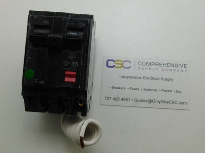 THQB2115GFT - GE 15A Amp 2P Pole 10kA@120/240V Bolt On Ground Fault GFCI Circuit Breaker