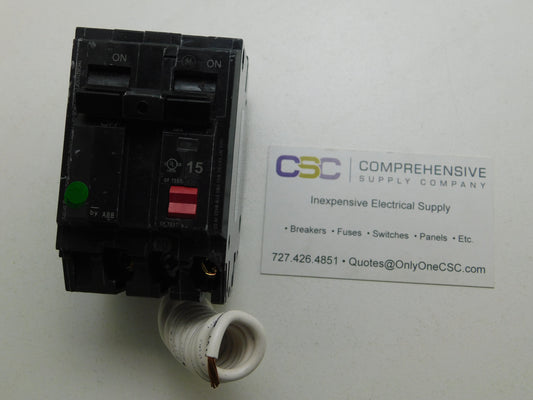 THQB2115GFT - GE 15A Amp 2P Pole 10kA@120/240V Bolt On Ground Fault GFCI Circuit Breaker