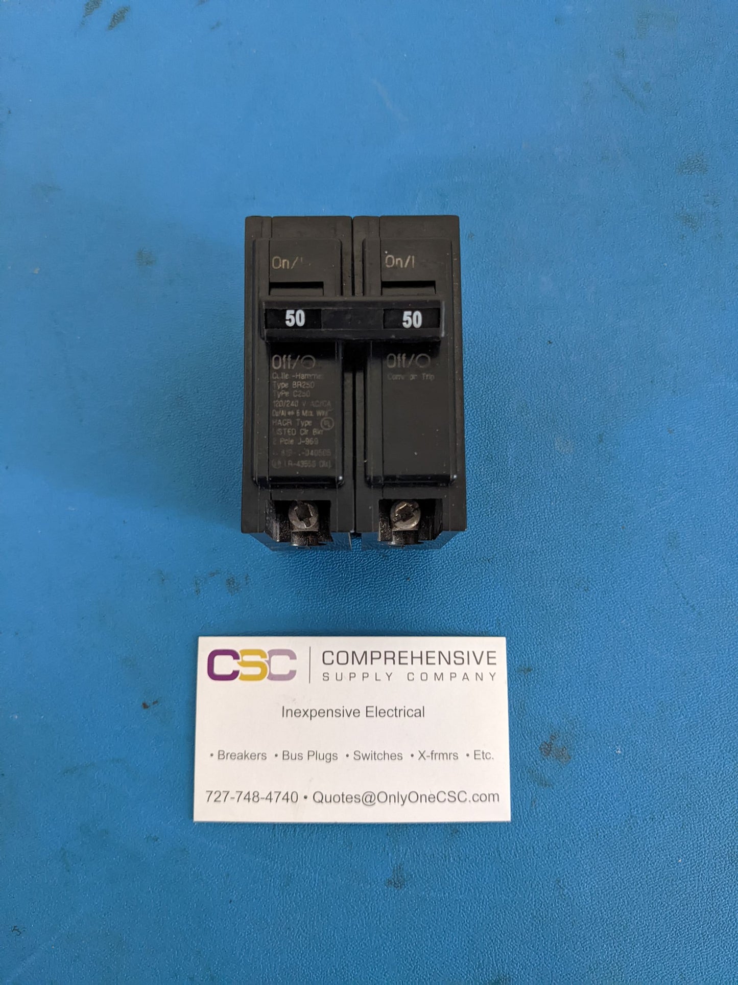 BR250 - Cutler Hammer 50A Amp 2P Pole 10kA@120/240V Plug On Circuit Breaker
