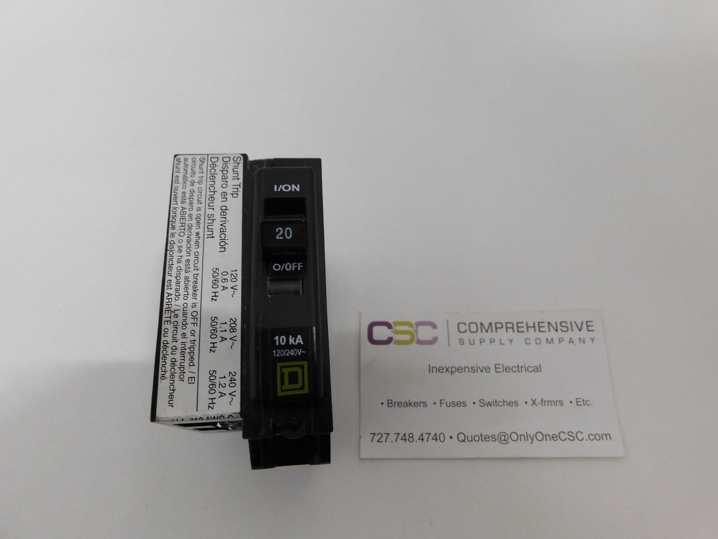QO1201021 - Square D 20A Amp 1P Pole 10kA@120/240V Plug On Circuit Breaker W/120/240V Shunt Trip