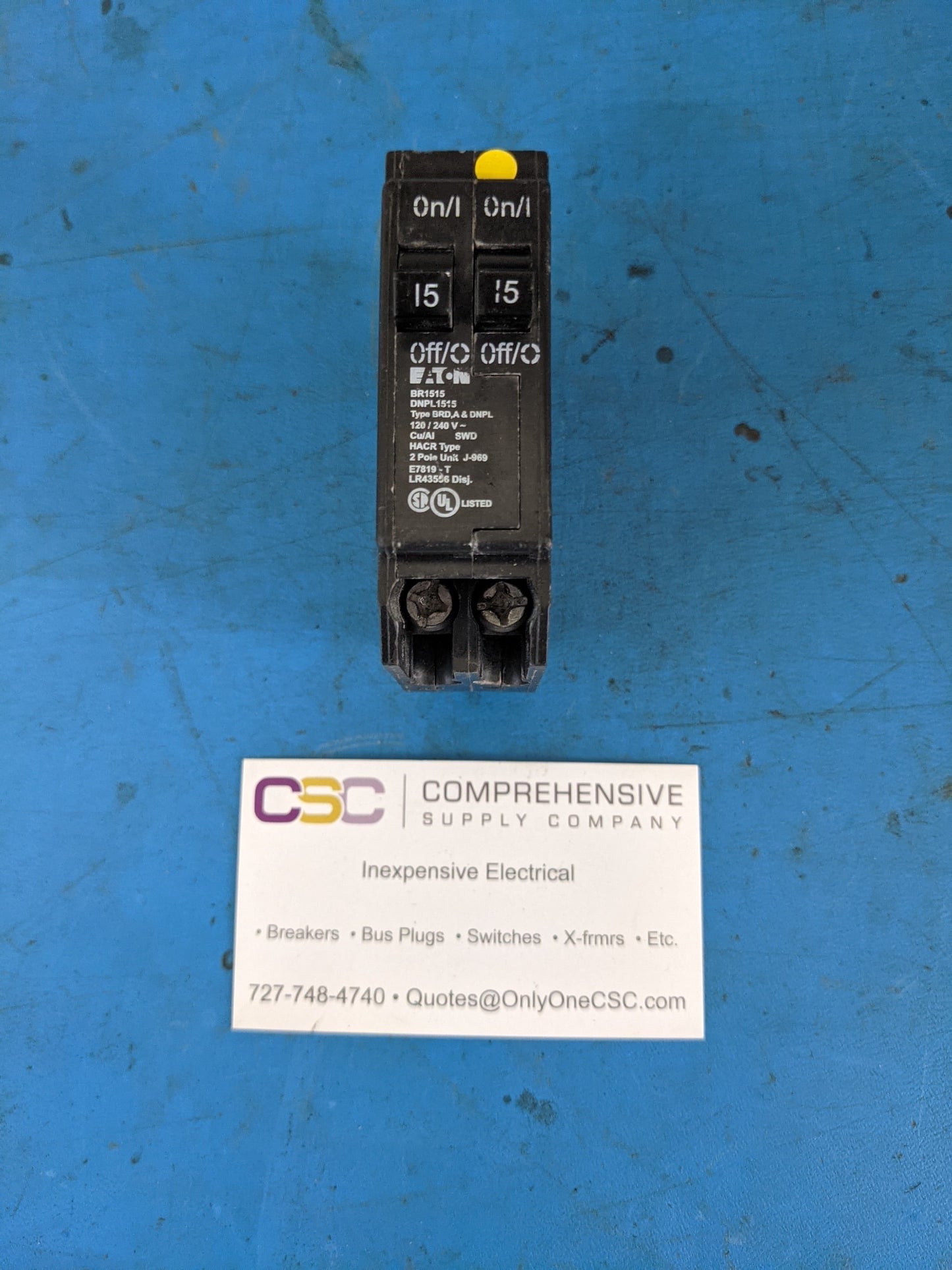BR1515 - Eaton 15/15A Amp 2X1P Pole 10kA@120/240V Twin/Tandem/Duplex Plug On Br Circuit Breaker