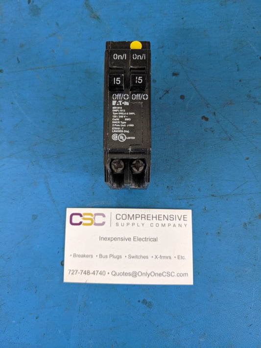 BR1515 - Eaton 15/15A Amp 2X1P Pole 10kA@120/240V Twin/Tandem/Duplex Plug On Br Circuit Breaker