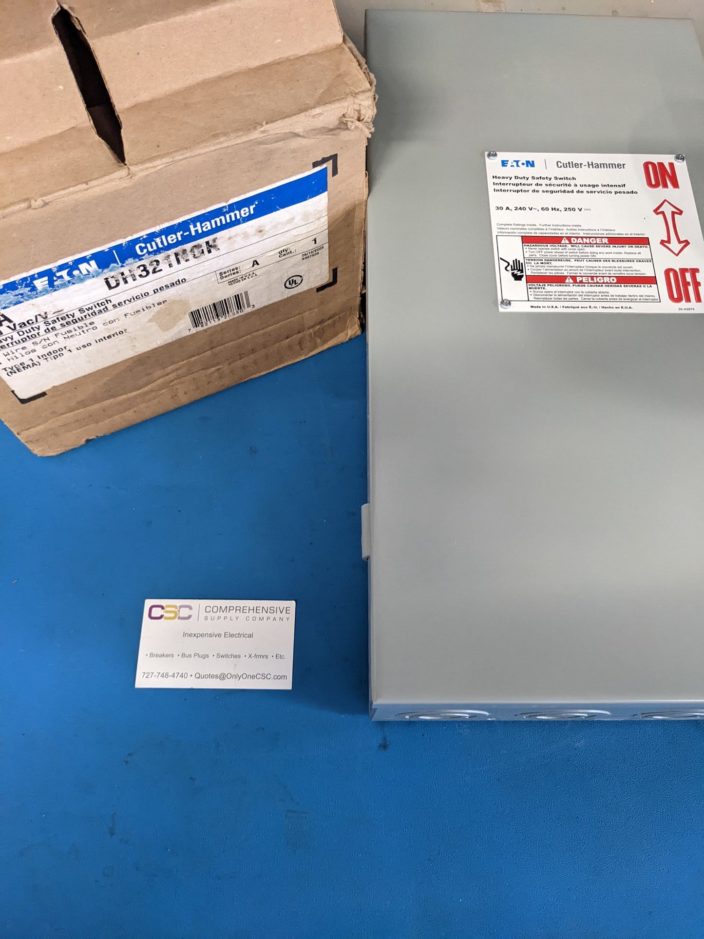 DH321NGK - Eaton 30A Amp 3P Pole 240V Nema 1 Fusible Safety Switch