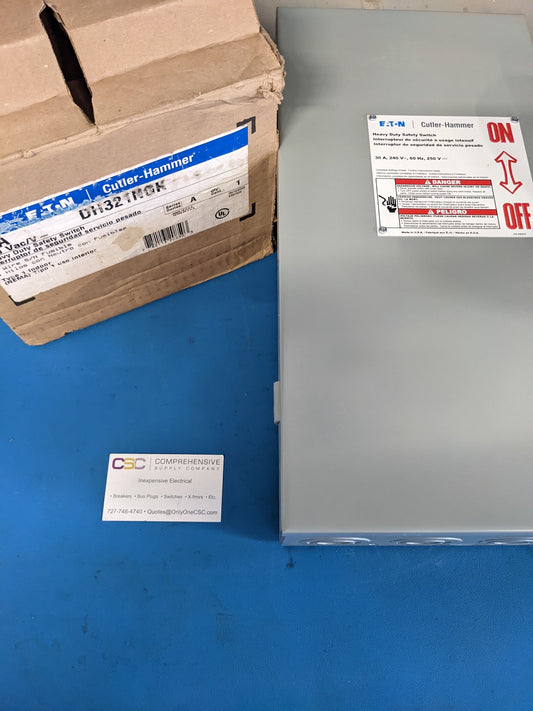 DH321NGK - Eaton 30A Amp 3P Pole 240V Nema 1 Fusible Safety Switch