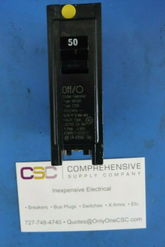 BR150 - Cutler Hammer 50A Amp 1P Pole 10kA@120/240V Plug On Circuit Breaker