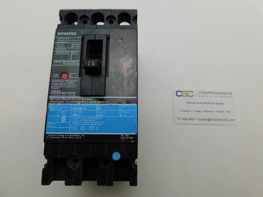 ED43B125 - Siemens 125A Amp 3P Pole 18kA@480V Feed Through Black Circuit Breaker