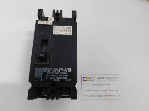 EHB2100N - Westinghouse 100A Amp 2P Pole 10kA@480V Bolt On Circuit Breaker