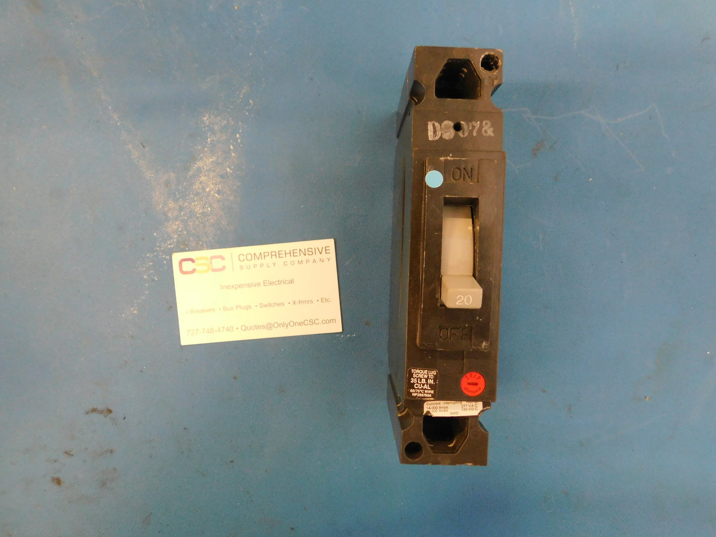 TED113020 - GE 20A Amp 1P Pole 14kA@277V Botl On Circuit Breaker