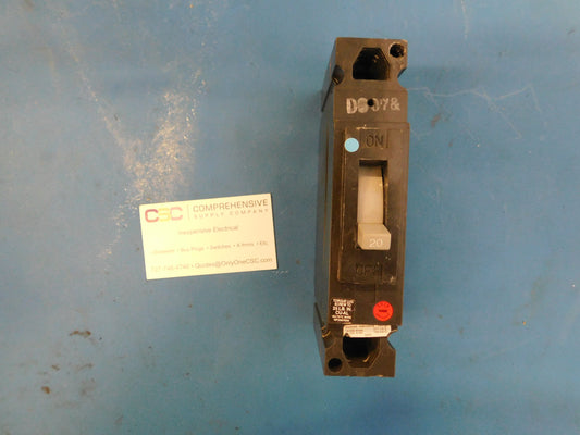 TED113020 - GE 20A Amp 1P Pole 14kA@277V Botl On Circuit Breaker