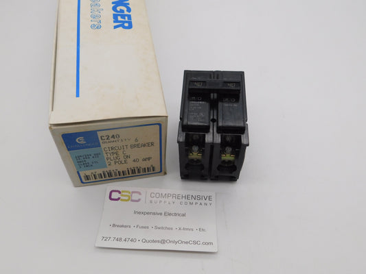 C240 - Challenger 40A Amp 2P Pole 10kA@120/240V Plug On Circuit Breaker
