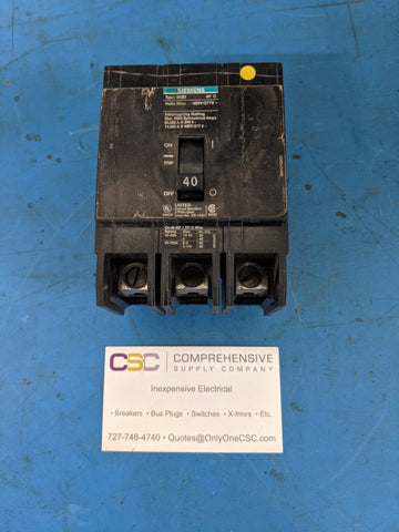 BQD340 - Siemens 40A Amp 3P Pole 14kA@480Y/277V Bolt On Circuit Breaker